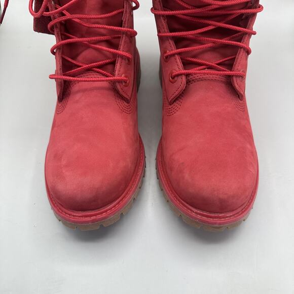 Timberland Premium Boots Womens Size 9 US Red 6 Inch Waterproof Nubuck A1JGJ - Picture 4 of 10
